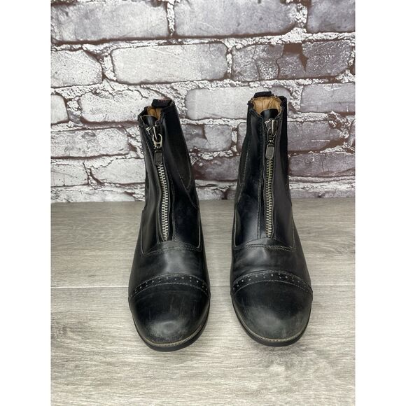 Justin Black Leather Front Zip Jodhpur Cap Toe Boots Women Sz 7M US/38EU PB500JR - Picture 11 of 16